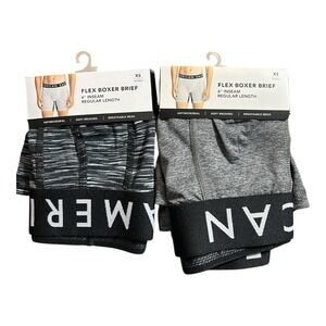 American Eagle XS Men's 2-Flex Boxer Brief 6" Inseam Regular Length Gray